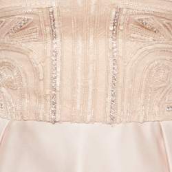 Pre Owned Zuhair Murad Pink Embellished Silk Blend High Low Gown M