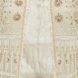 Pre Owned Zuhair Murad Cream Embellished Silk Blend Open Front Jacket M