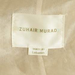 Pre Owned Zuhair Murad Cream Embellished Silk Blend Open Front Jacket M