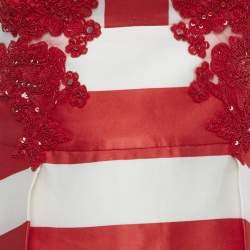 Pre Owned Zuhair Murad Red Striped Satin Embellished Mini Dress S