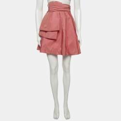 Pre Owned تنورة زهير مراد ساتان وردية بفيونكة صغيرة المقاس - سمول