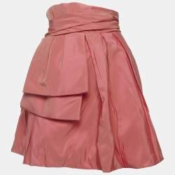 Pre Owned تنورة زهير مراد ساتان وردية بفيونكة صغيرة المقاس - سمول