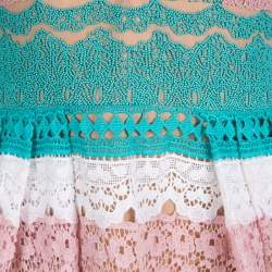 Zuhair Murad Multicolor Beadwork and Floral Lace Sleeveless Gathered Gown M