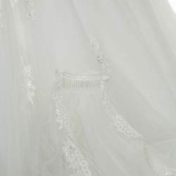 Pre Owned Zuhair Murad Mariage White Embroidered Embellished Tulle Wedding Gown M