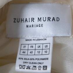 Pre Owned Zuhair Murad Mariage White Embroidered Embellished Tulle Wedding Gown M