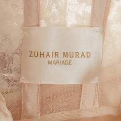 Zuhair Murad White Embroidered Tulle Wedding Gown M