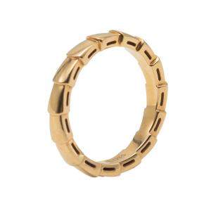 Pre Owned Bvlgari Serpenti Viper Rose Gold Wedding Band Ring Size 57