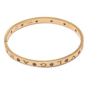 Bvlgari Bvlgari Amethyst Pink Tourmaline 18K Rose Gold Bangle Bracelet Size M