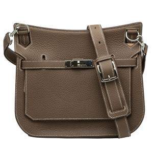 Pre Owned Hermes Brown Jypsiere Silver Hardware Bag Size 28 