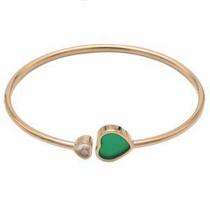 Chopard Happy Hearts Green Agate Rose Gold Diamond Bracelet Size Medium