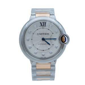 Cartier Ballon Blue Steel & Rose Gold Diamond Dial Automatic Women's Watch 36MM