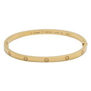 Pre Owned Cartier Love Yellow Gold Small Model Bracelet Size 17