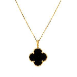 Van Cleef & Arpels Magic Alhambra Onyx Yellow Gold Long Necklace