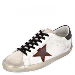 Pre Owned Golden Goose White/Black/Red Leather Superstar Sneakers Size EU 41