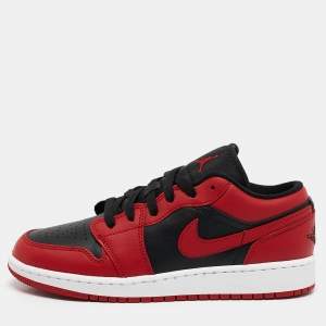 Air Jordans Red/Black Leather Jordan 1 Low Reverse Bred Sneakers Size 38.5 (GS)