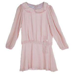 Baby Dior Pink Silk Dobby Long Sleeve Drop Waist Dress 10 Yrs
