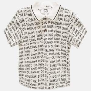Baby Dior White Logo Print Cotton Polo T-Shirt 12 M