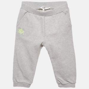 Baby Dior Grey Logo Embroidery Cotton Knit Track Pants 24 M