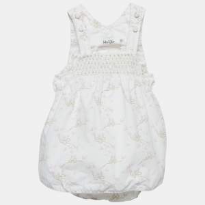 Baby Dior Whit/Pink Floral Print Cotton Layered Onesie 6M