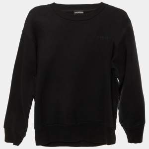 Pre Owned Balenciaga Kids Black Logo Print Cotton Sweatshirt Size 6 Yrs