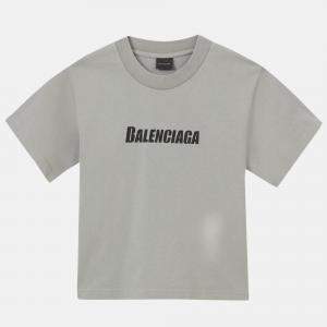 Pre Owned Balenciaga Kids Grey Logo Print Cotton T-Shirt 8Yrs