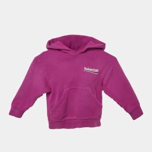 Balenciaga Kids Pink Logo Embroidery Cotton Hooded Sweatshirt 2 Yrs