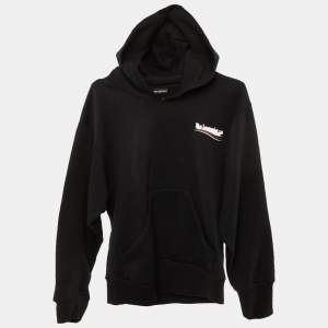 Pre Owned Balenciaga Kids Black Logo Print Cotton Hoodie Size 10 Yrs