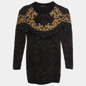 Balmain Black/Gold Jacquard Knit Tasseled Dress (12 Yrs)