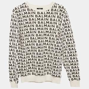 Balmain Kids White All-over Logo Cotton Sweatshirt 14 Yrs 