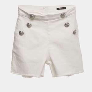 Balmain White Denim Button Detail Shorts 12 Yrs
