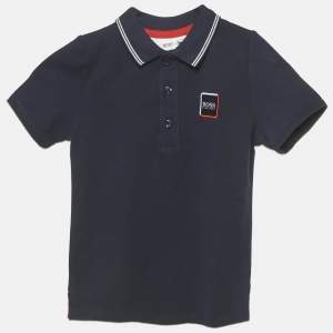 Pre Owned Boss By Hugo Boss Kids Navy Blue Cotton Pique Polo T-Shirt 3 Yrs