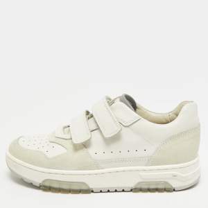 Pre Owned Brunello Cucinelli  Size 30 Cream/Grey Suede and Leather Low Top Sneakers