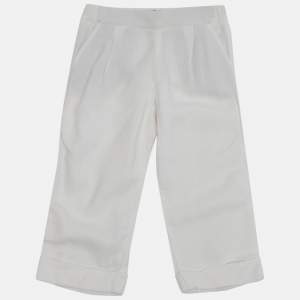 Pre Owned Brunello Cucinelli White Crepe Trousers 4Yrs