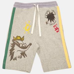 Burberry Kids Grey Printed Cotton Knit Shorts 8 Yrs