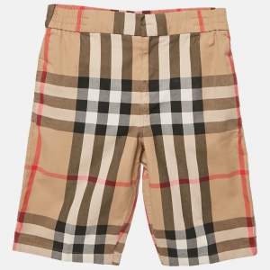 مملوكة مسبقًا Burberry Kids Beige Herbie Checks Cotton Shorts 14Yrs