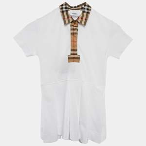 Burberry Kids Cotton Piqué Vintage Pleated Dress 6 Yrs