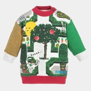 Burberry Kids Green Maze Print Cotton Knit Dress 12M