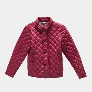 Burberry Children Pink Synthetic Button Front Quilted Jacket 10 Yrs