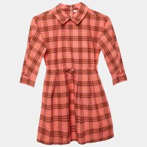Burberry Kids Pink Checks Cotton Crissida Dress 10 Yrs