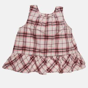 Burberry Children Bright Rose Pink Tartan Check Print Cotton Dress 12 M