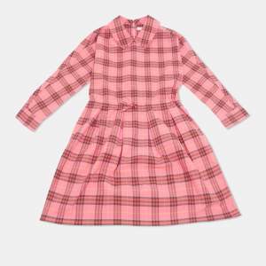 Pre Owned Burberry Children Pink Checks Cotton Dress 10Yrs