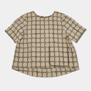 Pre Owned Burberry Children Beige Printed Cotton Top 10Yrs