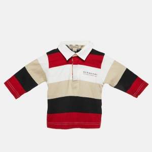 Burberry Kids Multicolor Striped Cotton Polo T-Shirt 6M