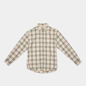 Burberry Kids Beige Tartan Checks Cotton Button Front Shirt 10 Yrs
