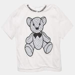 Burberry Kids White Cotton Thomas Bear Applique Detail T-Shirt 18M
