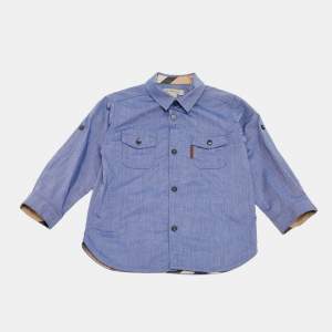 Pre Owned Burberry Kids Blue Chambray Shirt 2 Yrs