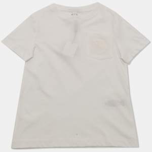 Pre Owned Burberry Children White Logo Embroidered Jersey T-Shirt 5 Yrs