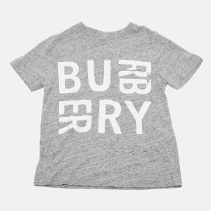 Pre Owned Burberry Children Grey Logo Print Jersey T-Shirt 6 Yrs 