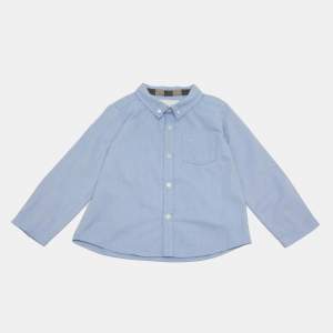 Pre Owned Burberry Children Blue Cotton Long Sleeve Shirt 2Y
