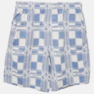 مملوكة مسبقًا Burberry Kids Blue Checks Cotton Shorts 14Yrs 
